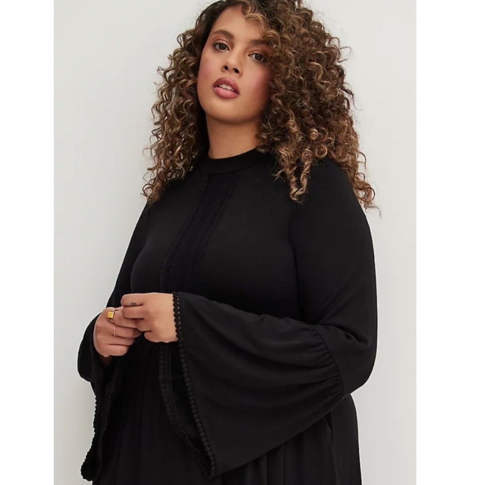 TORRID MOCK NECK MINI SKATER DRESS - JERSEY BLACK Size 2 - Picture 12 of 15